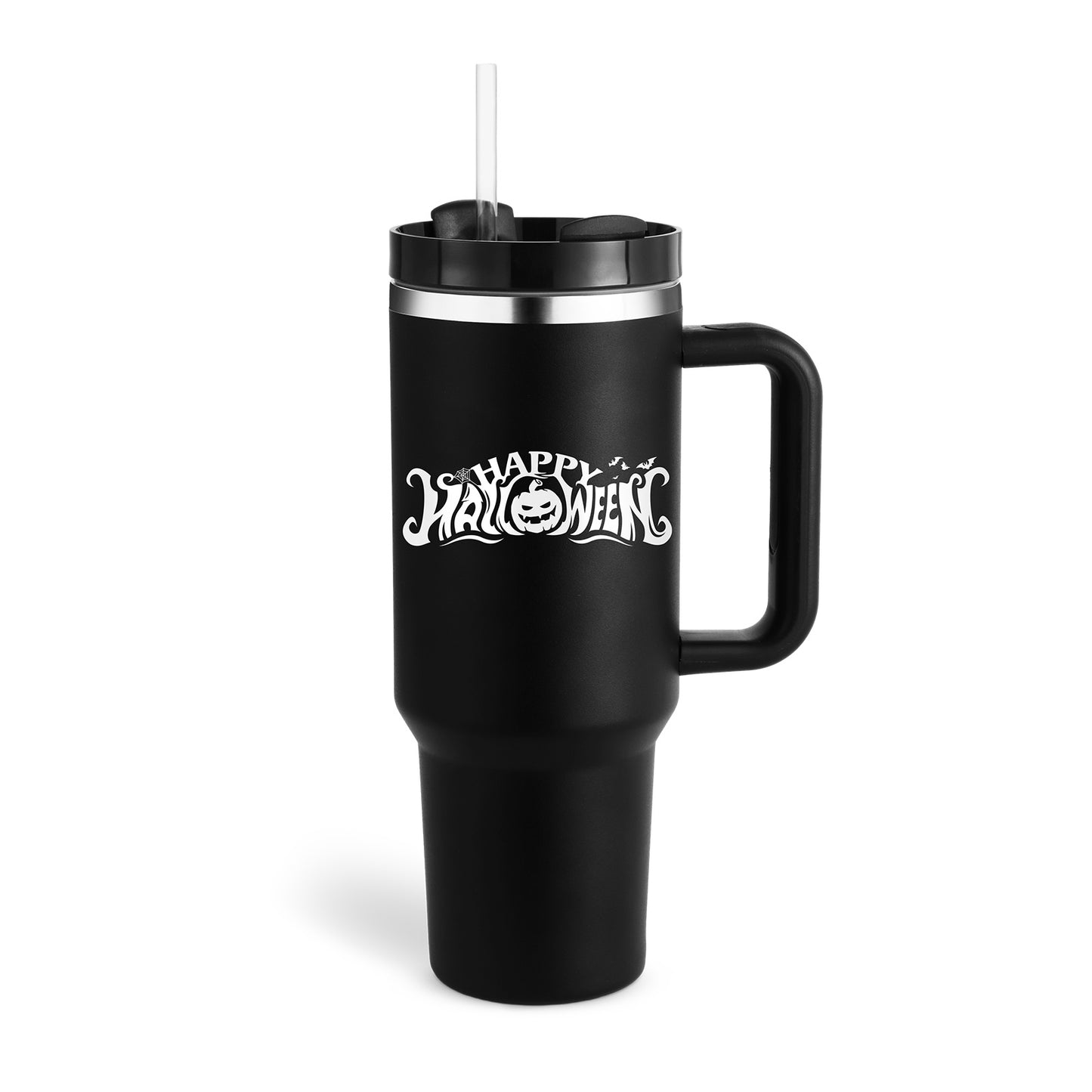 40 Oz Insulated Tumbler with Handle & Straw – Stainless Steel Coffee Cup